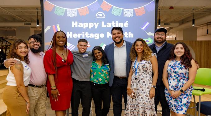 Group of diverse people at a Latiné Heritage Month event.